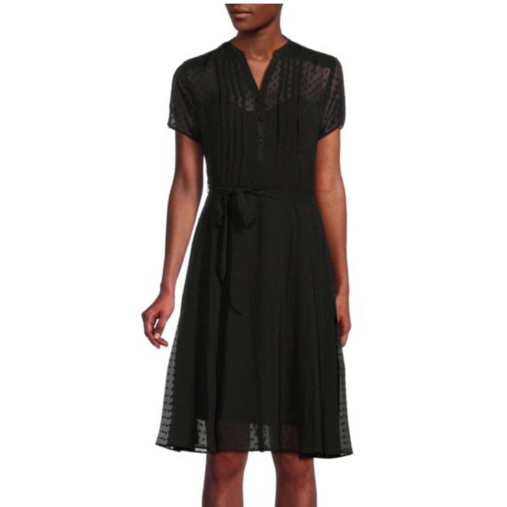 Nanette Lepore ​Black Pinktuck Belted Shirt Dress